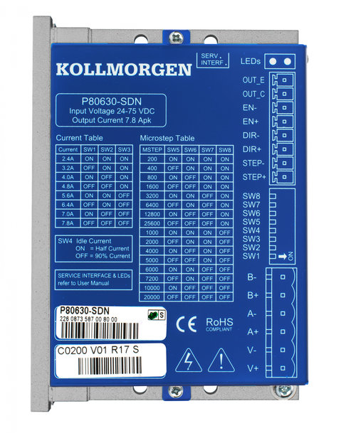 Kollmorgen lancia l'avanzata serie P8000 con il nuovo azionamento passo-passo P80630-SDN